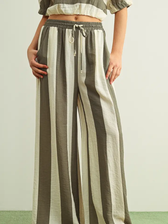 Wide Stripe Trousers - Brown