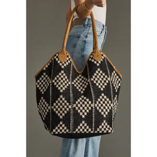 Diamond Pattern Tote - Black