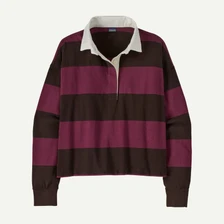 Women's Long Sleeve Rugby Shirt - Wide Stripe Berry Fig