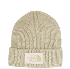 The North Face Logo Box Cuffed Beanie - Gravel Heather White Dune