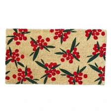 Winter Berries Coir Door Mat - Red Green