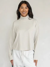 Stripe Rib Turtle Neck - Beige