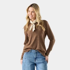 Women's Thermal Merino Rib Crew - Mocha Heather