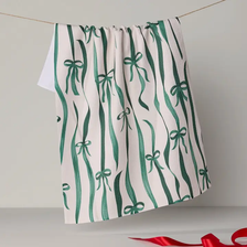 Falling Ribbon Tea Towel - Green
