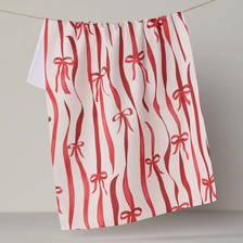 Falling Ribbon Tea Towel - Red