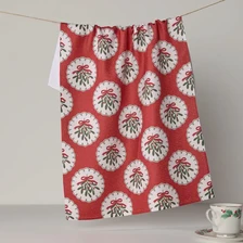 Merry Mistletoe Tea Towel - Red