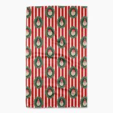 Striped Santa Tea Towel - Red Green