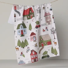 Winter Village Tea Towel - Multi