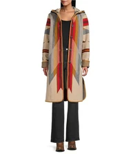 Hooded Jacquard Coat - Wyeth Trail Tan