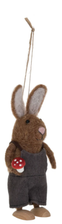 Wool Felt Forest Animal Ornament - Bunny in Overalls