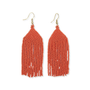 Seed Bead Fringe Earring 3.5" - Coral