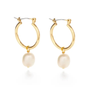 Pearl Hoop Earrings - Gold