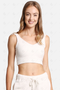 Solid V Neck Crop Tank - Ivory