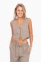 Two Button Vest - Warm Grey