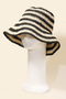 Straw Braided Stripe Bucket Hat- Black/White