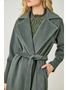Lapel Collar Robe Coat - Dark Moss