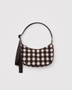 Small Nylon Crescent Bag - Blurred Gingham Brown