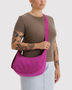 Medium Nylon Crescent Bag - Deep Fuschia