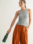 Essential Micro Ribbed Tank - Heather Grey