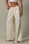 Low Rise Pleated Tie Pants - Ivory
