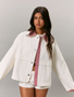 Shacket With Gingham Contrast - White Red