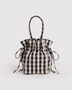 Nylon Drawstring Bag - Black and Cream Gingham