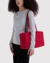 Medium Nylon Bowler Bag - Cherry