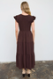 Flutter Sleeve Smocked Midi Dress - Chocolate