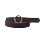 Round Brass Buckle Suede Belt - Chocolate Suede