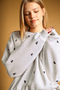 Heart Embroidered Sweatshirt - Grey Navy