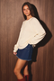 Round Neck Henley Sweater - Cream