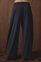 Low Waist Pleated Barrel Pants - Navy