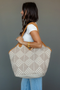 Diamond Pattern Tote - Beige