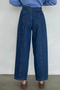 Waist Tie Denim Barrel Pants - Washed Blue