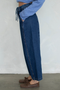 Waist Tie Denim Barrel Pants - Washed Blue