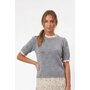 Short Sleeve Sweater With Trim - Grey