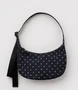 Small Nylon Crescent Bag - Black and Sky Blue Micro Dot
