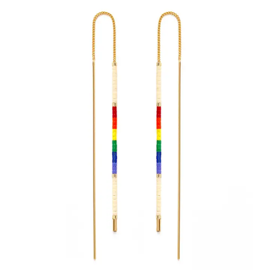 Amano Studio Miyuki Seed Bead Threader Earrings - Rainbow