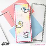 Heffy Doodle Fluffy Puffy Unicorns Stamps example project by Davina Cantrell using Fluffy Puffy Unicorns Dies and Stamps, and Slimline Trio Die