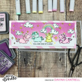 Heffy Doodle Fluffy Puffy Unicorns Stamp example project by Davina Cantrell using Fluffy Puffy Unicorns Dies and Stamps, and Slimline Trio Die