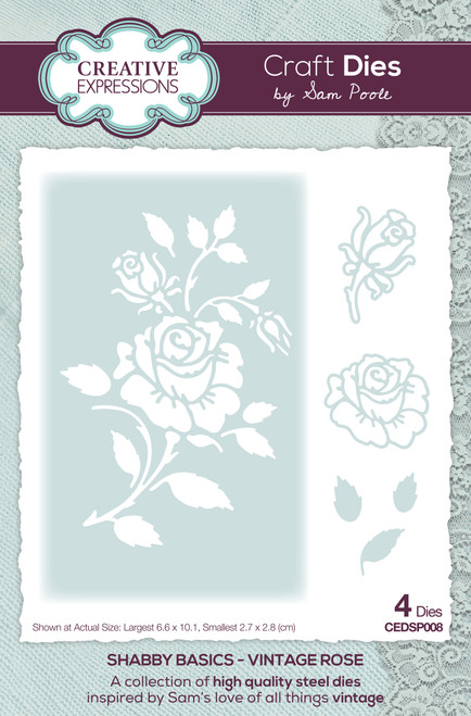 Shabby Basics Vintage Rose Craft Die by Sam Poole