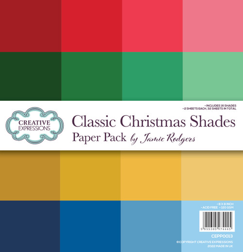 Creative Expressions Jamie Rodgers Classic Christmas Shades 8 in x 8 in Paper Pack