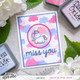 Heffy Doodle Head In The Clouds Stencil example hand made card project by Zsofia Molnar uses Miss You - Shadow Heffy Cuts, Fluffy Puffy Unicorns Stamps and Dies and Head In The Clouds Stencil.