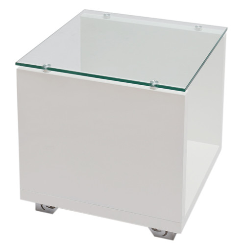 High Gloss Side Table Glass Top