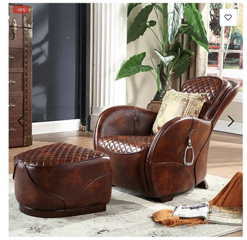Timothy Oulton Saddle Chair & Footstool