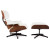 Lounge Chair and Ottoman Walnut Shell - Italian White Leather