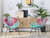 Set of 2 Native Hawaiian Rattan Chairs Blue and Pink