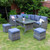 9 Seater Rattan Garden Dining Set In Grey