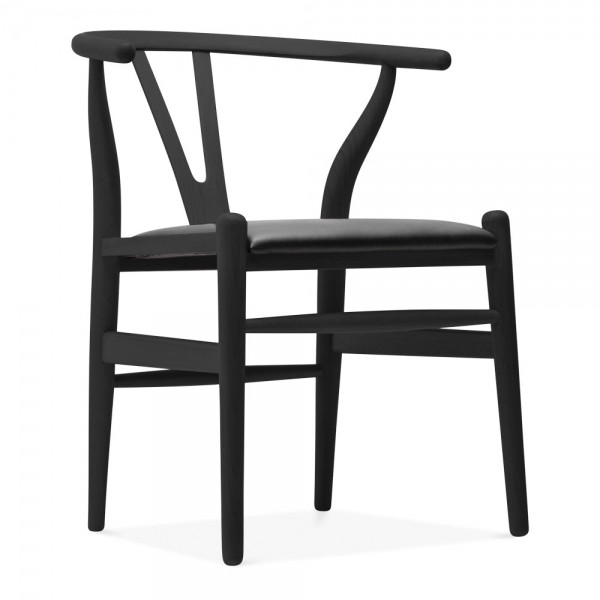 Black Wishbone Chair Leather Seat