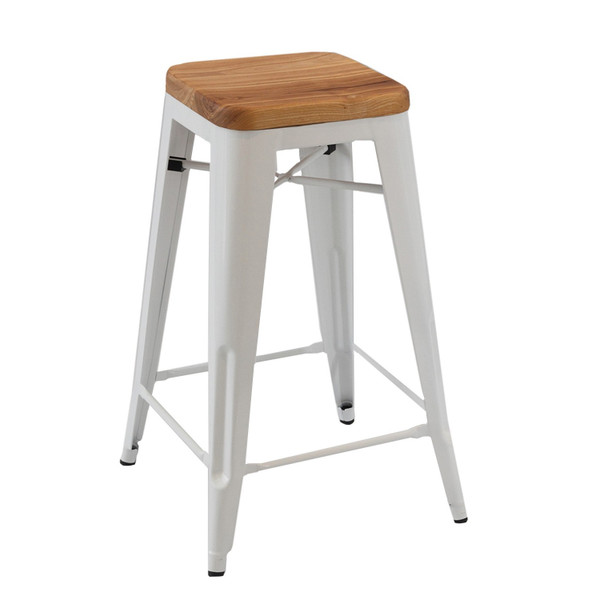 Xavier Tolix Stool  With Wood Seat